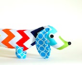 Ready to Ship Kids Stuffed Doll Rainbow Chevron Wiener Dog Dachshund Toy DUKE
