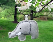 Light gray elephant embroidered felt Christmas tree ornament