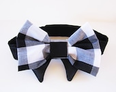 Dog bow tie Check Black and White Dog clothes