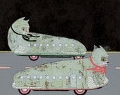 limited edition art print- Cat Cars