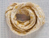 Organic Cotton Jersey Hand Printed Circle Scarf - Yellow Cloudlets