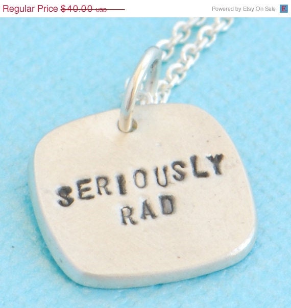 ON SALE SERIOUSLY Rad necklace, eco-friendly sterling silver pendant. Handcrafted by Chocolate and Steel