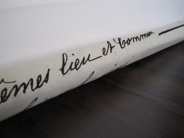 S C R I P T door draft stopper, draft snake, draught excluder, draft stopper / french script print