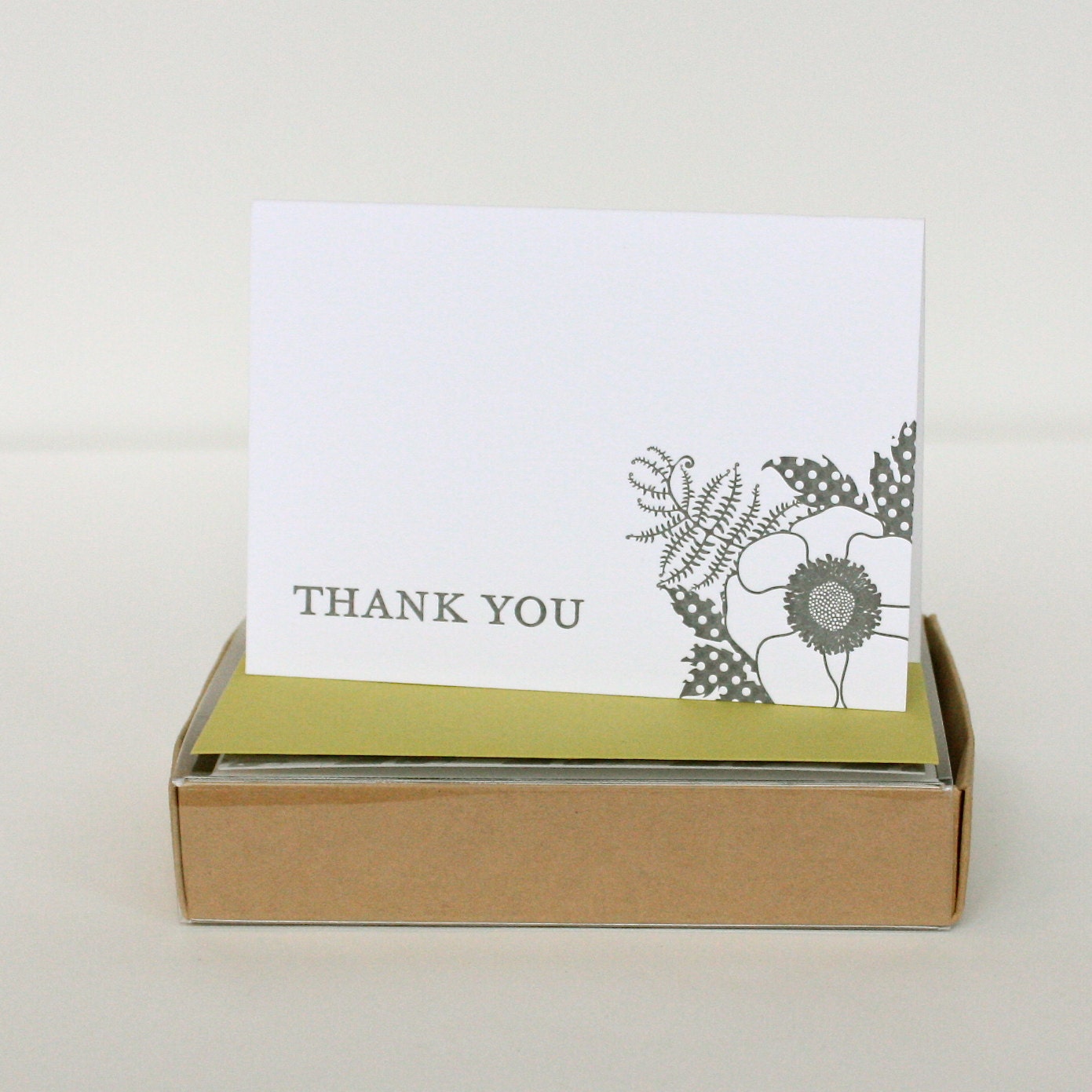 Charcoal Anemone Thank You Letterpress Box Set