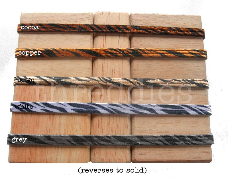 10 elastic headbands // satin finish // REVERSIBLE animal print
