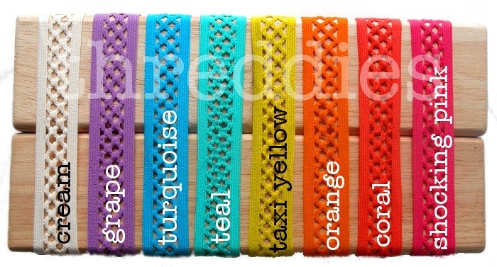 8 fishnet elastic infant/baby headbands OR oversized ponytail elastics // pick your colors // no metal