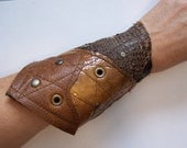 Darkwear Clothing Upcycled Brown Leather Bracelet Wrist Cuff   6 3/4 - 7 1/2 in OOAK ready to ship