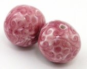 Cherry Red Delicate Scroll Porcelain Ceramic Beads