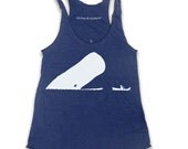 NEW - WHALE - "La Boca" Women's Tri-Blend Racerback American Apparel Tank Top (9 Color Options)