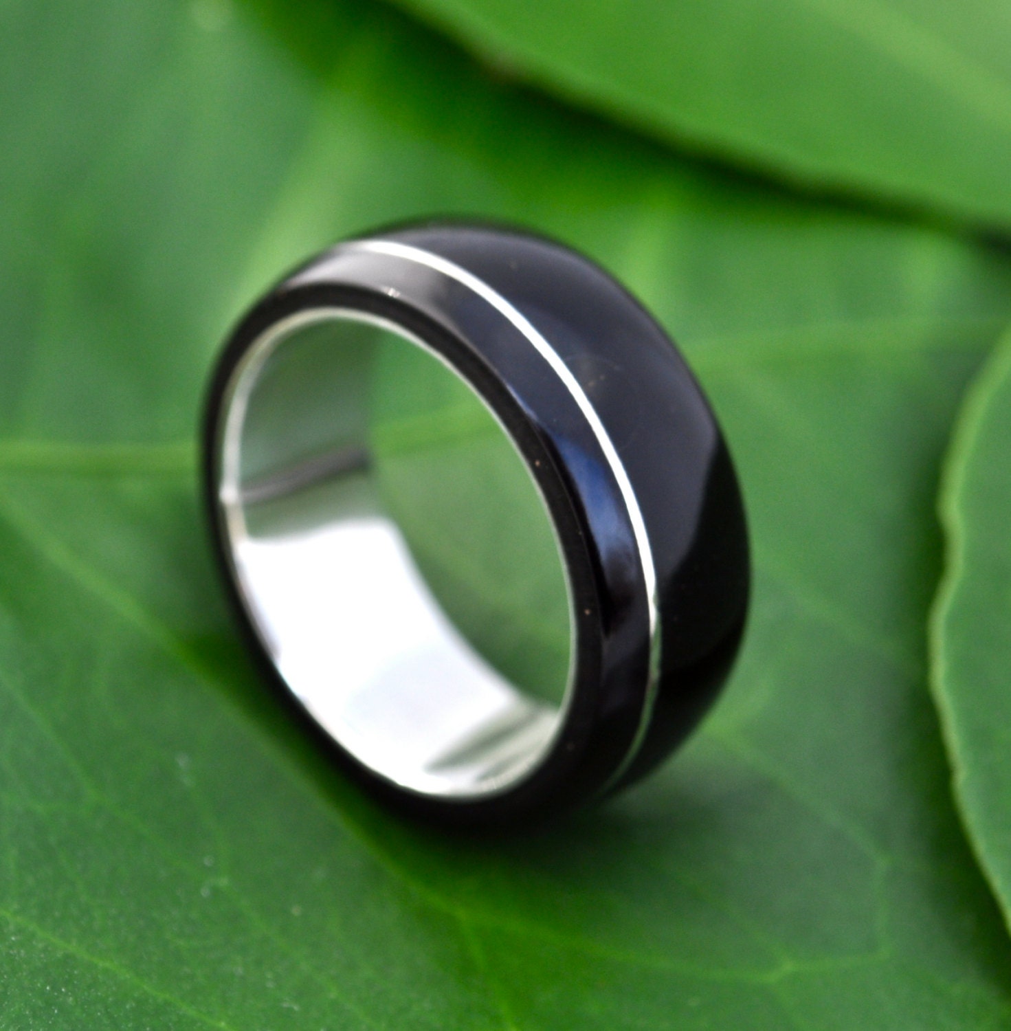Asi Coyol Ring - organic wood ring with sterling silver inlay