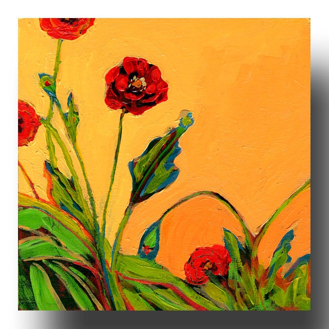 Plein Air Garden Series, No 4 - ORIGINAL Painting on 8 x 8 Wood Panel by JENLO