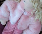 Waldorf doll Pink Fake Fur Coat for a 18inch doll