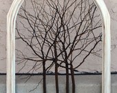 Amy Giacomelli Painting Original Large Tree Abstract Sculpture ... Wire trees on vintage white shabby style salvaged frame