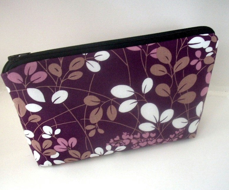 Large Padded Cosmetic Bag Flat Bottom Zipper Pouch Clutch ECO Friendly  Simply Plum NEW
