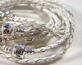 White Leather European Bracelet with LOVE on Clasp - 1 piece