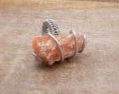 Crystal Jewelry - Crystal Ring - Raw Mineral Ring - Orange Mica - Gemstone Jewelry