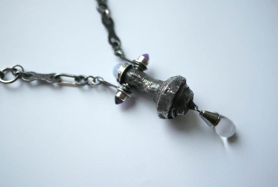 Beautiful Dreamer - Pendant and Chain made from sterling silver, gemstones and found iron