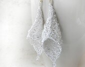 Bridal Earrings, Wire Earrings, Wire Crochet Jewelry, Renaissance Jewelry, White Beaded Earrings, White Lace Earrings, Wedding Jewelry