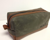 Personalized Toiletry Bag Canvas and Leather Travel Bag Shaving Bag Gift for Man Dopp Kit