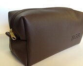 Groomsman Gift Personalized Dark Chocolate Leather HANDMADE Toiletry Case Bag for Wedding Party Groomsman Groomsmen Gifts Groom Bestman Gift