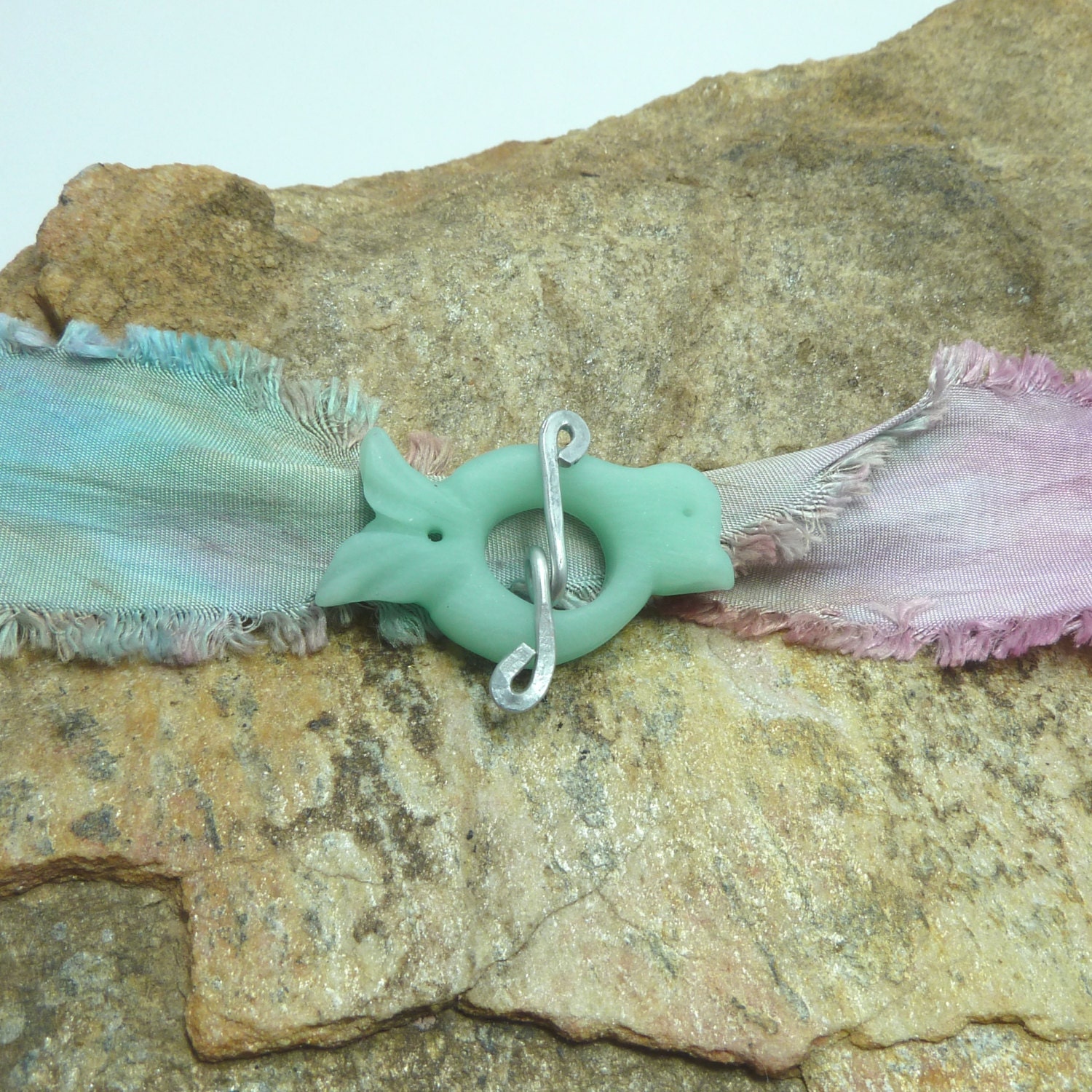 Handmade Bird  Toggle  Clasp -  Sea Glass finish - Key West Green