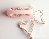 Still Life Photography, Pale Pink Vintage Telephone, Girlie, Call Me, Heart, Pastel Tone, Talk, Gossip, Pop Art, Square 5x5 Print