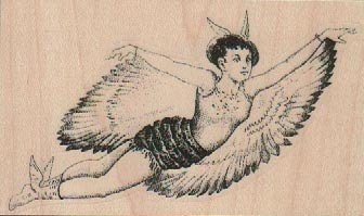 Steampunk Flying Greek  woman   stamp    wood Mounted   rubber stamp    stamp number 18972