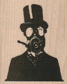Rubber stamp  Steampunk man supplies  gas mask  wood Mounted  scrapbooking supplies number 19135