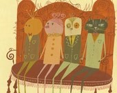 Family Reunion. Original gouache painting by Matte Stephens.