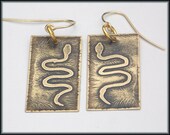 EGYPTIAN SERPENTS - Handforged Etched Bronze & 14KT GF Egyptian Earrings