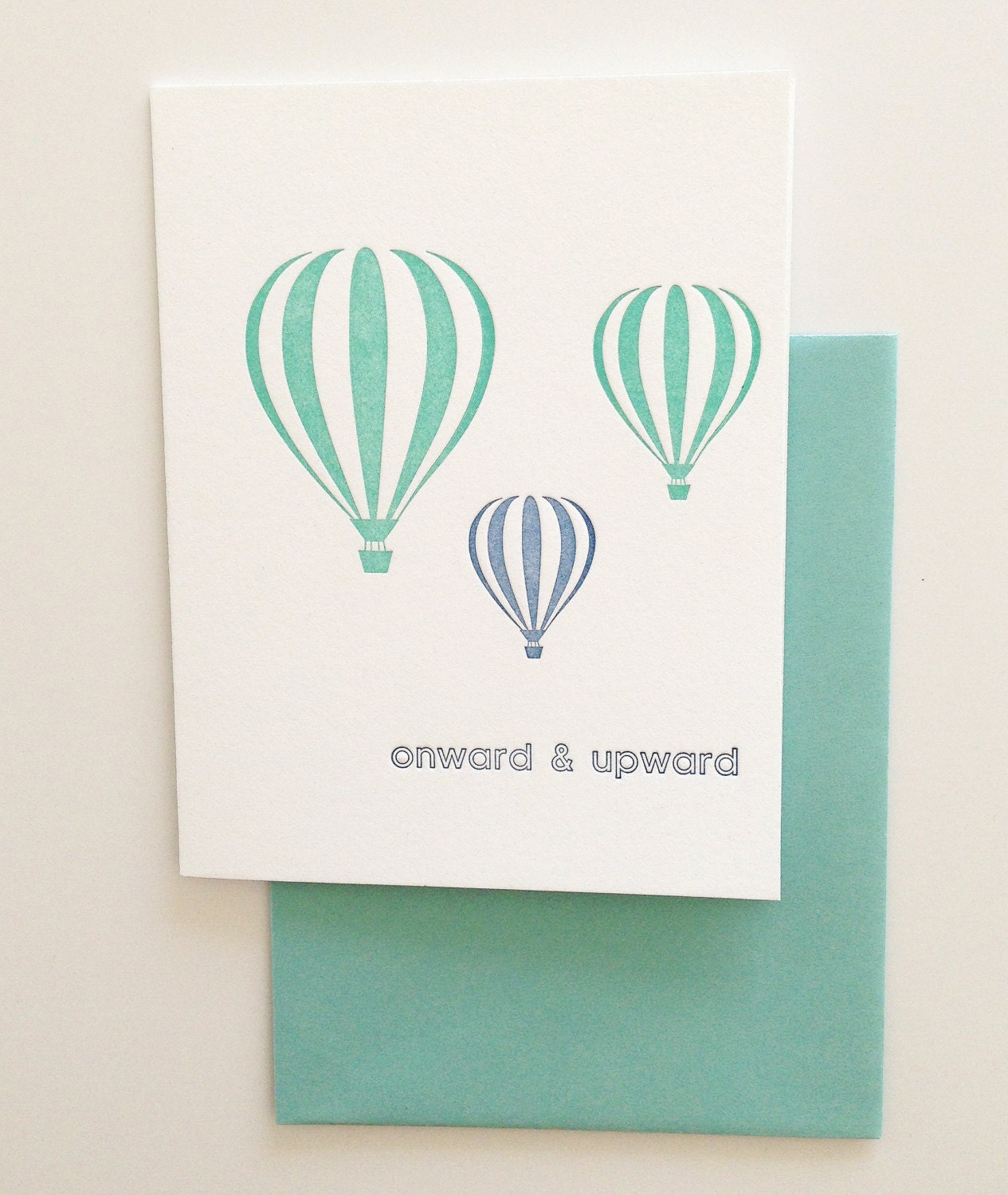 onward and upwards balloons  card letterpress printed