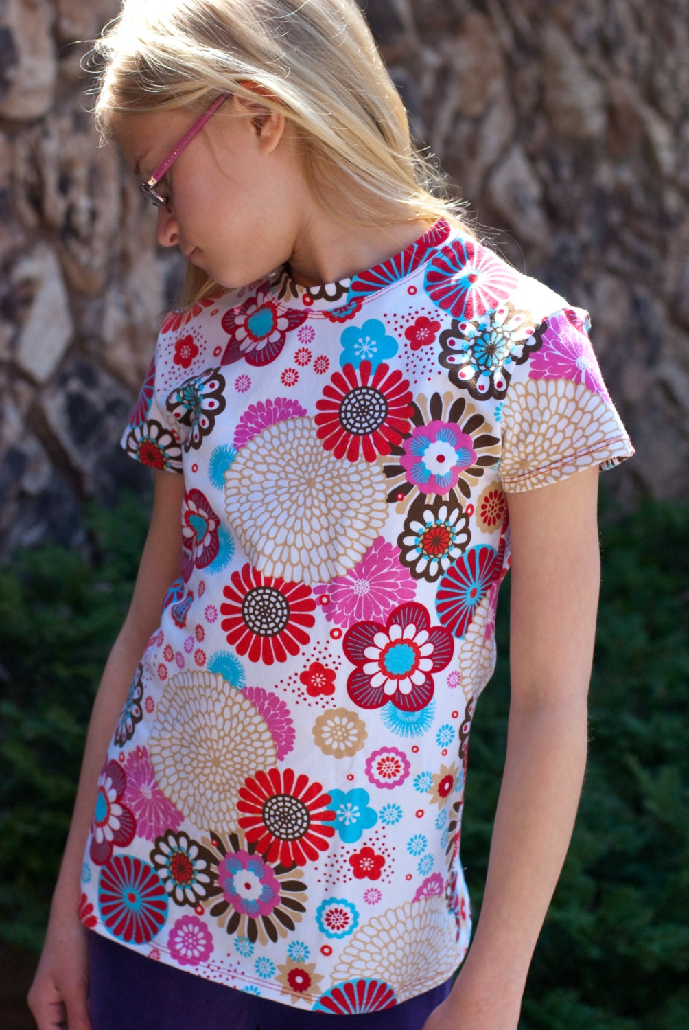 Toddler to tween PDF sewing pattern T-shirt for girls ruffle tshirt and knit tee sewing tutorial Instant download
