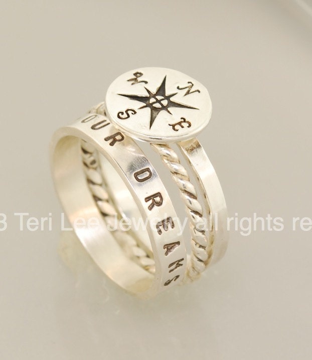 Compass Personalized Stacking Rings