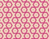Pink Orange Hexagon Geometric Cotton Fabric - Modern Quilting Sewing - Notting Hill Collection - cotton Fabric by the yard