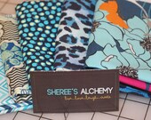 Lark Nouvella and Field Study Collections Modern Cotton Fat Quarter FQ Bundle 5 prints Gray Blue Chevron Floral Quilting Sewing