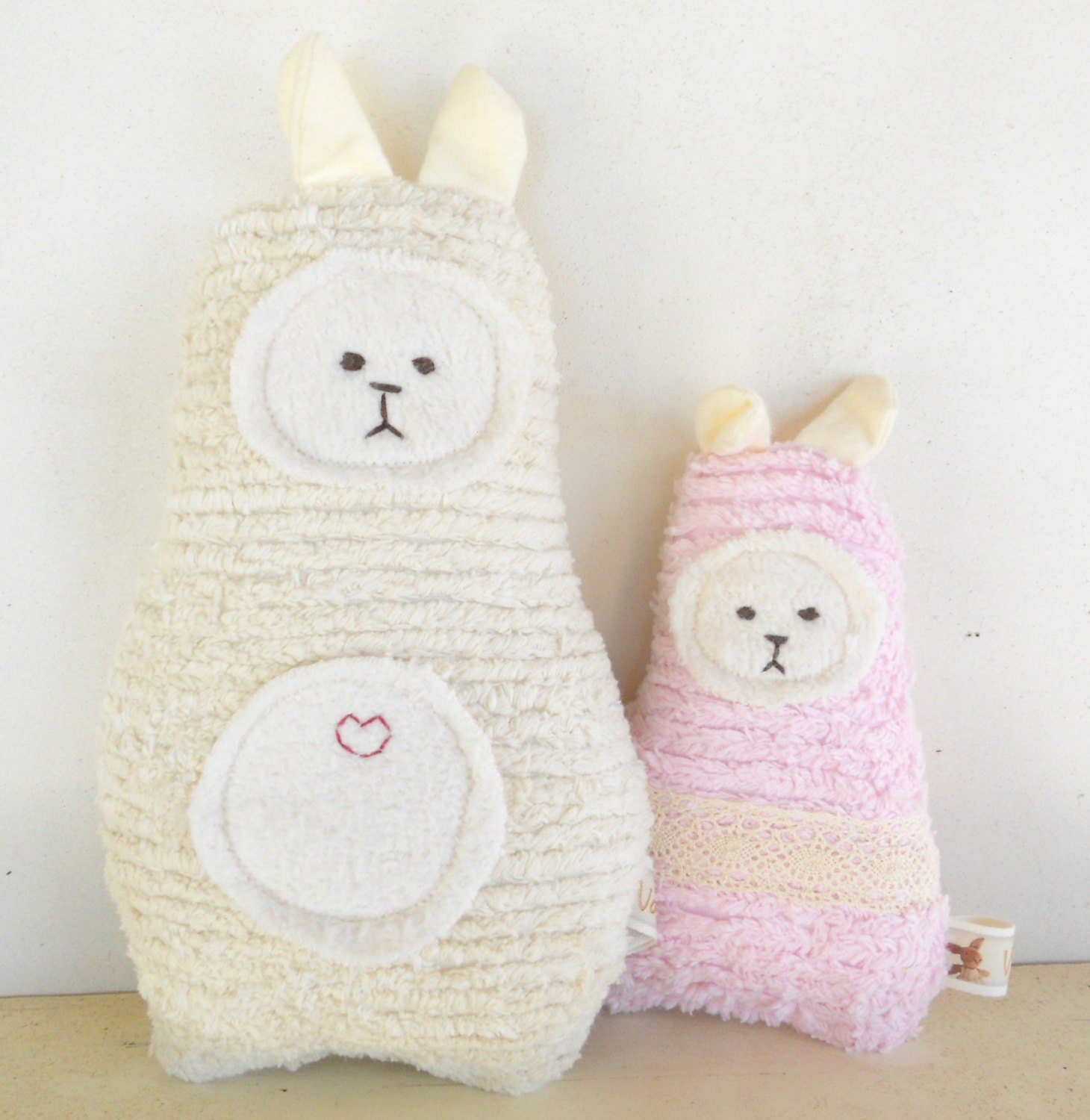 Waldorf Toy, Eco Kids Toy, Soft Bunny Rabbit Doll,  Momma and Baby, Natural, Eco-Friendly Baby Shower Toy