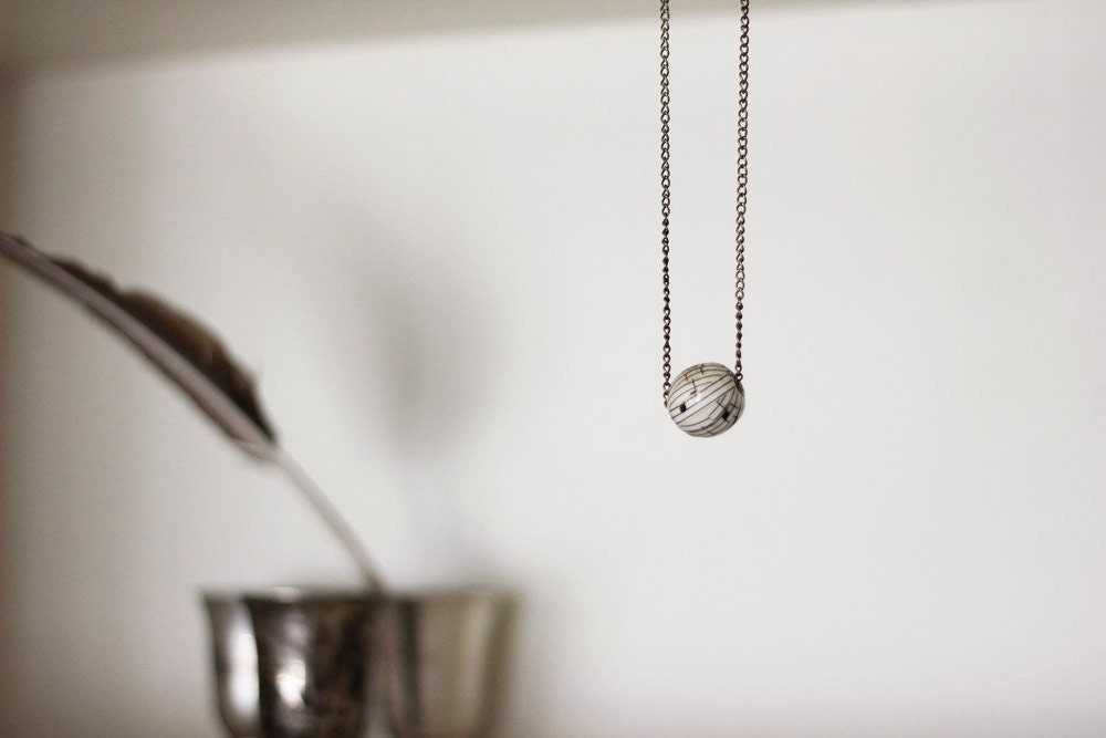 vintage sheet music single bead necklace