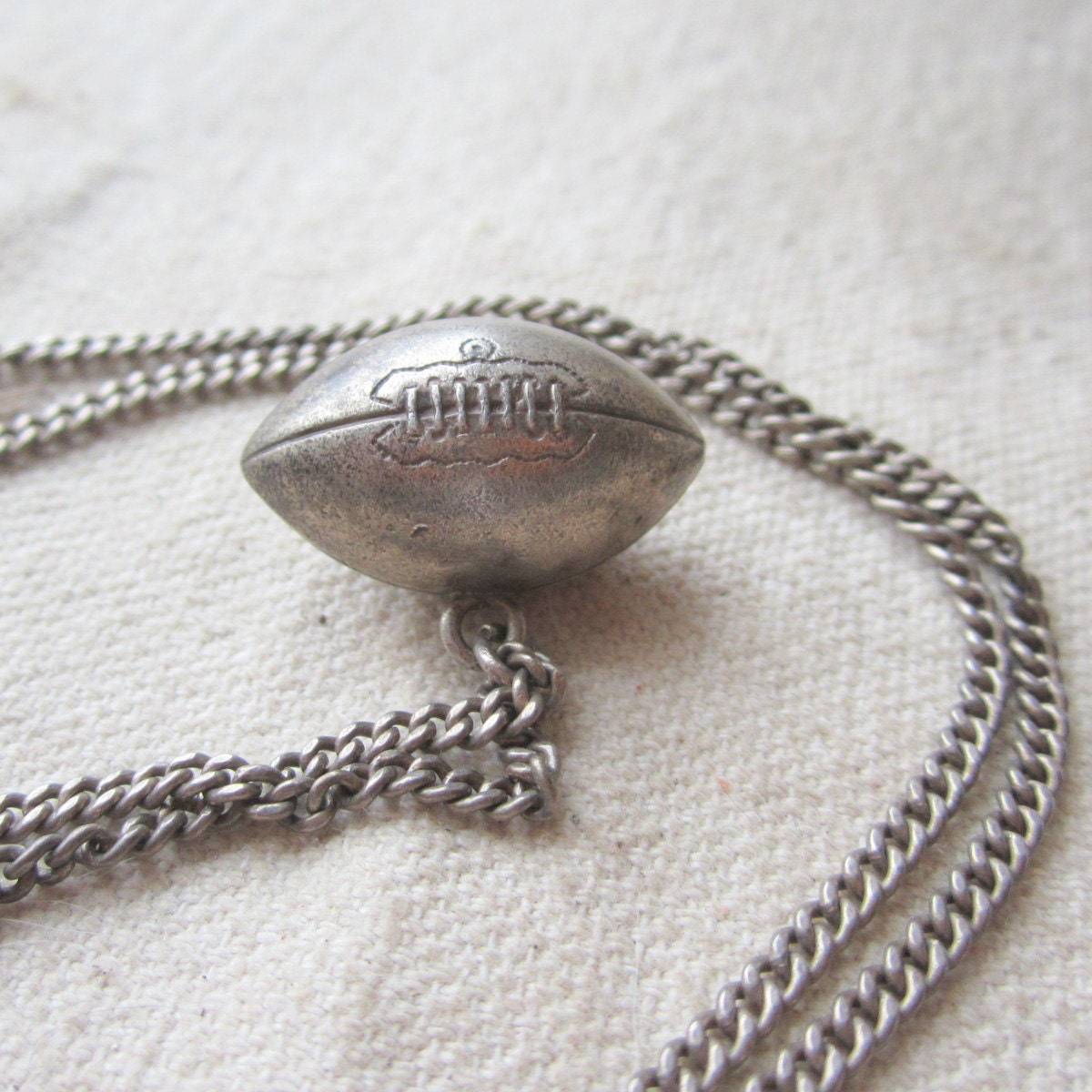 Sterling Silver Football Charm on Chain