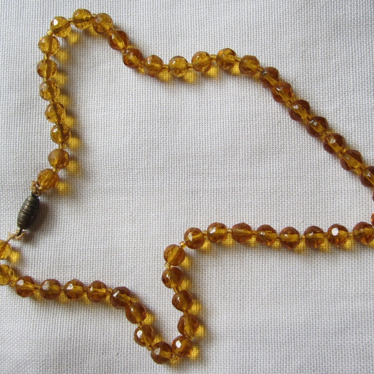 Pretty String of Vintage Glass Amber Beads