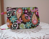 Clutch Wristlet Zipper Gadget Pouch Smart Phone Bag Flower Power