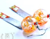 Wind of Summer - Large Edo Furin Style Wind Chime Earrings with Sakura Tanzaku