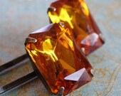 Vaudeville: luxe topaz vintage glass jewel hair bobby pin set