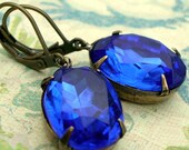 Dolce: sapphire vintage oval jewel earrings