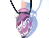 Purple Handmade Lampwork glass bead wearable bottle, rememberance vessel, amphora pendant, lamp work jewelry, SRA for scent or cremains