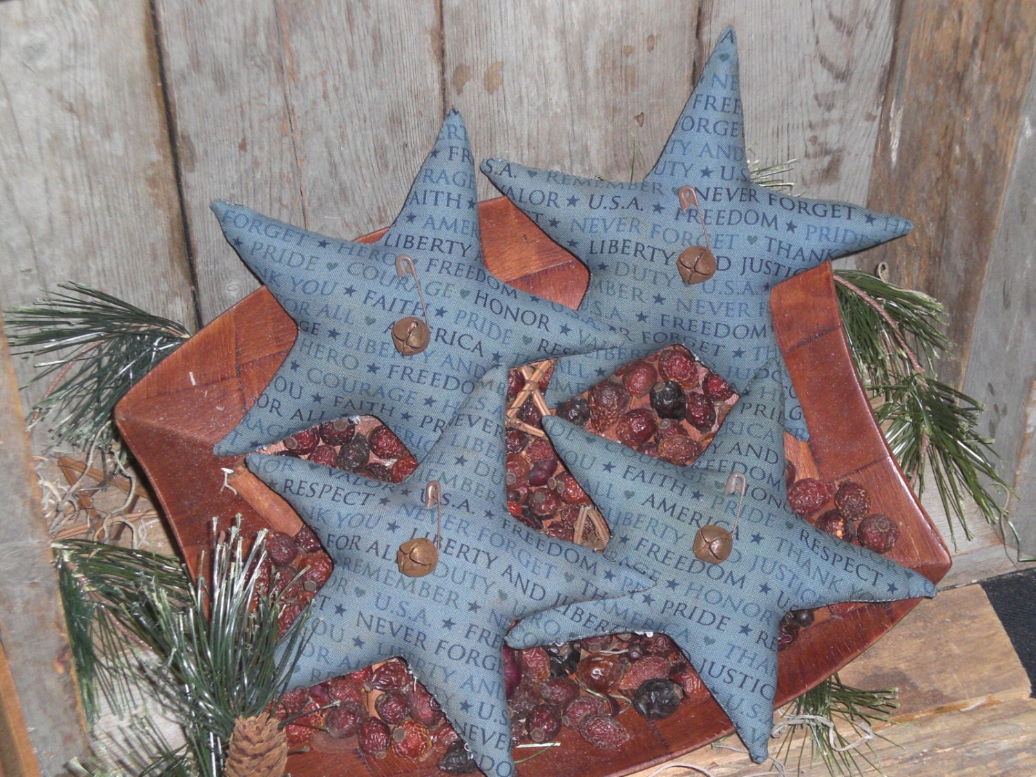 4 - Primitive - Patriotic - Americana - Liberty - Freedom - USA - July 4 - Stars - Ornies - Ornaments - Bowl Fillers -Tucks