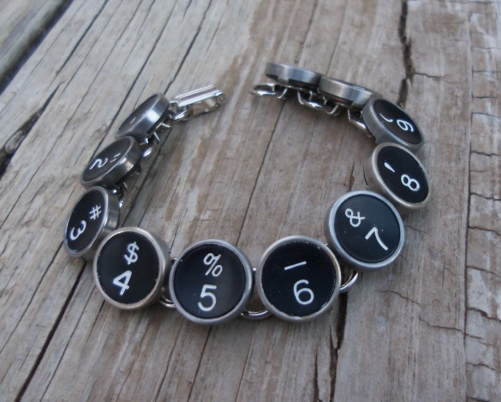 Vintage Typewriter Key Bracelet Numbers