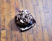 60s leopard print fur cap