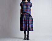 mosaic floral  print dolman slv top skirt set / dress / s / m