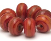 Handmade Lampwork Spacer Bead Set Red Orange Cosmic Storm SRA