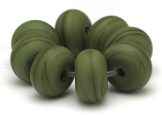Handmade Lampwork Spacer Beads Matte Olive Green SRA